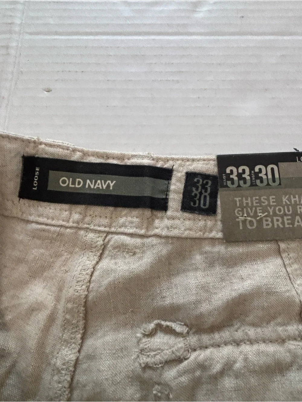 OLD NAVY NWT Beige Loose Fit Linen Pants Size 33 x 30